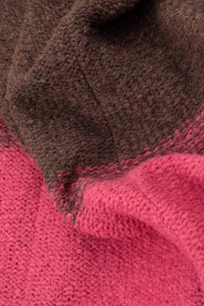 Two-Tone Pink Punch Wool Cardigan