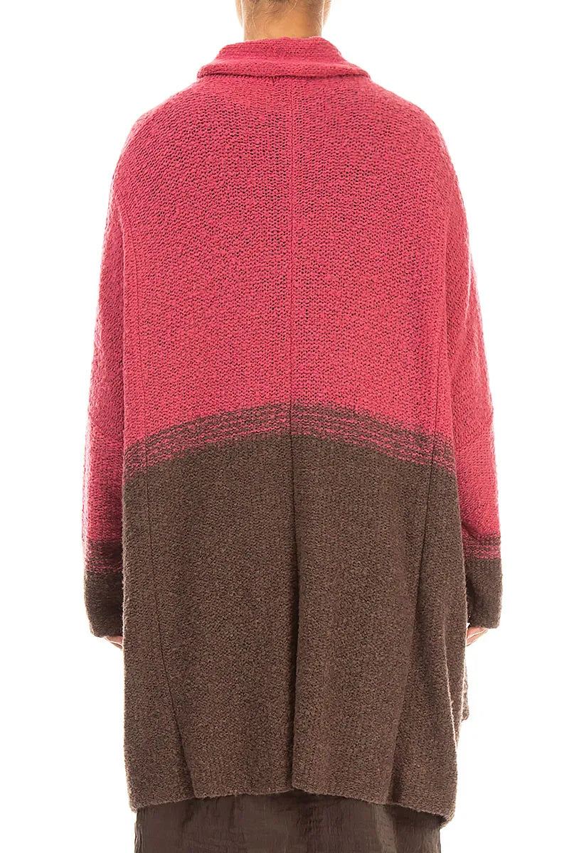 Two-Tone Pink Punch Wool Cardigan