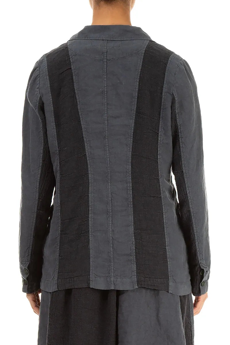 Two Line Graphite Linen Jacket