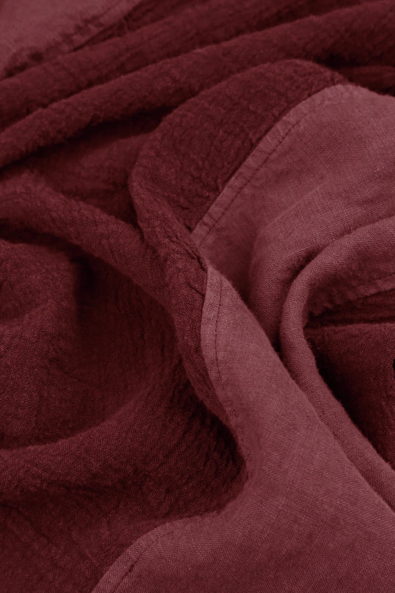 Vertical Line Antique Ruby Linen Dress