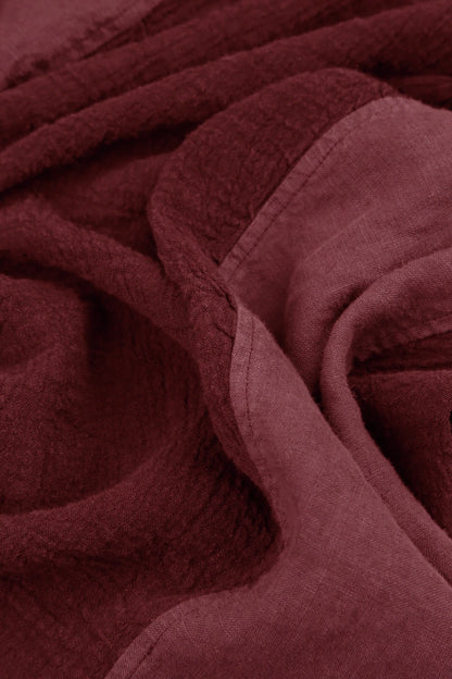 Vertical Line Antique Ruby Linen Dress