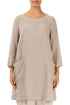 Two Pockets Beige Gauze Linen Tunic 1