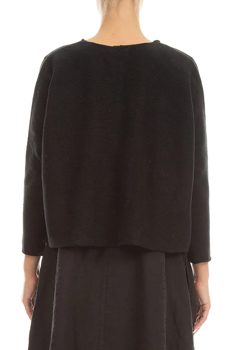 Gilet en lin noir à deux poches