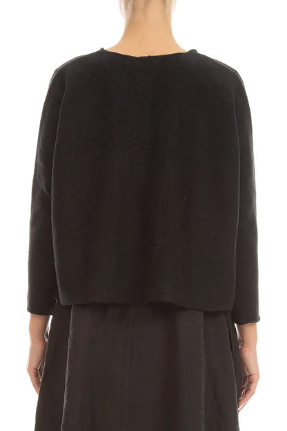 Gilet en lin noir à deux poches