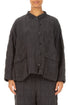 Two Pockets Charcoal Pleated Silk Linen Jacket 1
