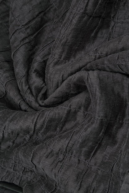 Two Pockets Charcoal Pleated Silk Linen Jacket 5