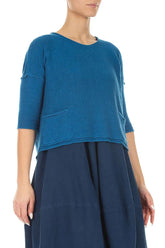 Two Pockets Cobalt Blue Linen Jumper 3