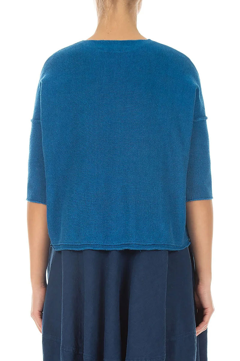 Zweiteiliger kobaltblauer Leinen-Jumpsuit