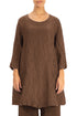Two Pockets Crinkled Aged Copper Silk Linen Tunic 1