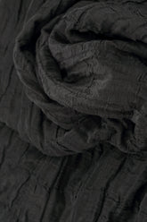 Two Pockets Crinkled Black Silk Linen Tunic 5