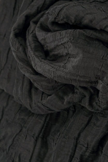 Two Pockets Crinkled Black Silk Linen Tunic 5
