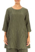Two Pockets Crinkled Forest Mist Silk Linen Tunic 1