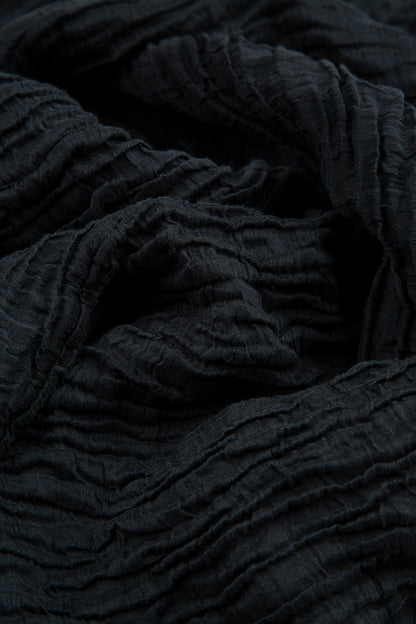 Two Pockets Crinkled Midnight Blue Silk Linen Tunic 5