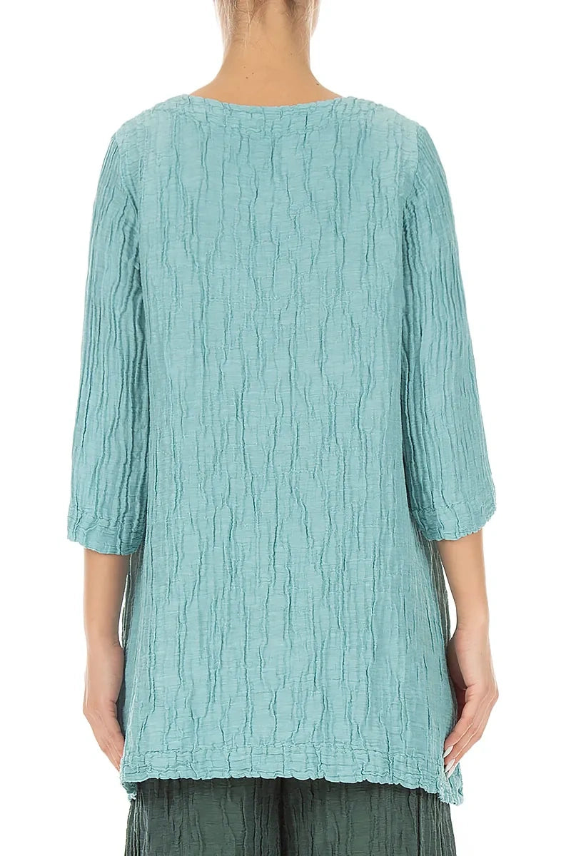 Two Pockets Crinkled Mint Silk Linen Tunic 2