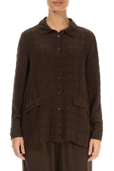 Two Pockets Forest Brown Bubble Silk Shirt 1