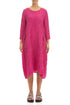Two Pockets Fuchsia Crinkled Silk Linen Dress 1