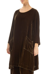 Two Pockets Golden Sage Silk Velvet Tunic 3