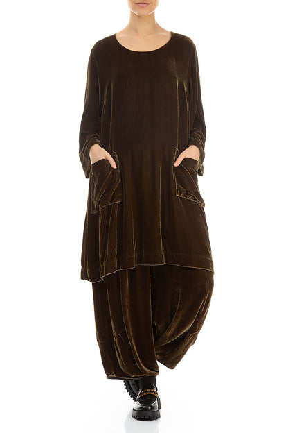 Two Pockets Golden Sage Silk Velvet Tunic 4