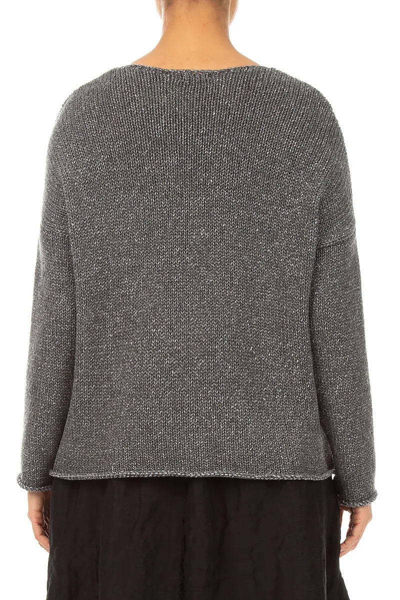 Two Pockets Grey Merino Wool Jumper 2