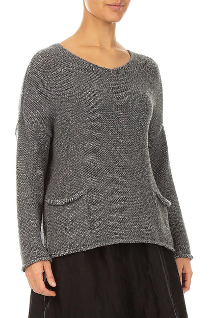 Two Pockets Grey Merino Wool Jumper 3