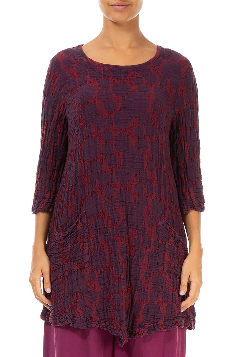 Two Pockets Merlot Circle Silk Linen Tunic