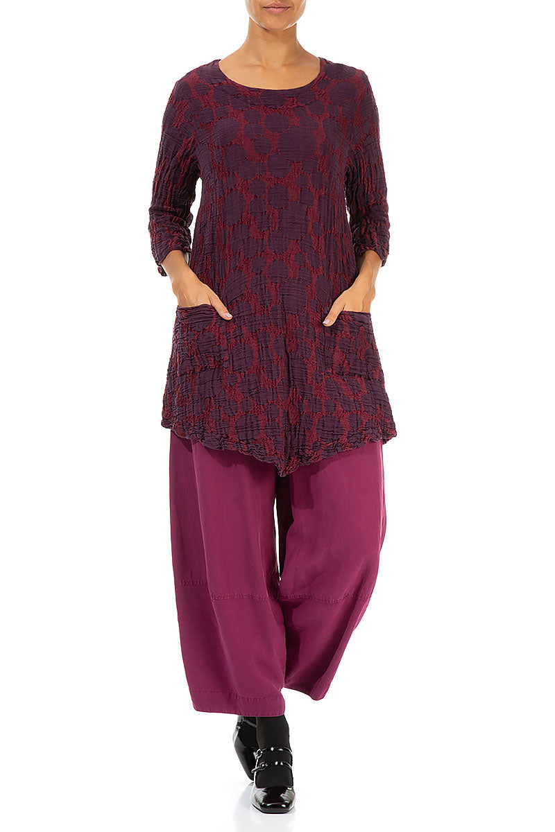 Two Pockets Merlot Circle Silk Linen Tunic