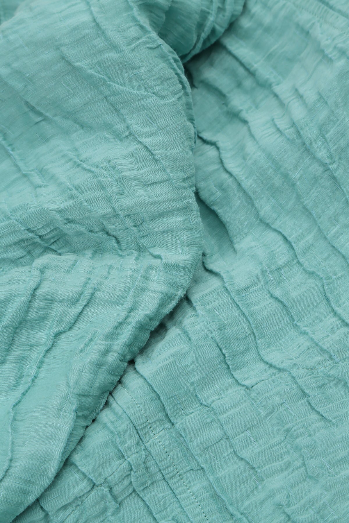 Zwei Taschen Mint Crinkle-Seidenleinenkleid