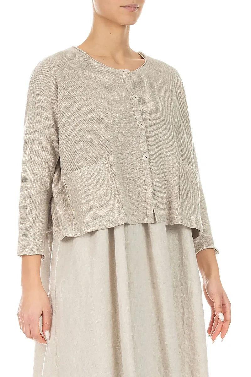 Two Pockets Natural Linen Cardigan 3