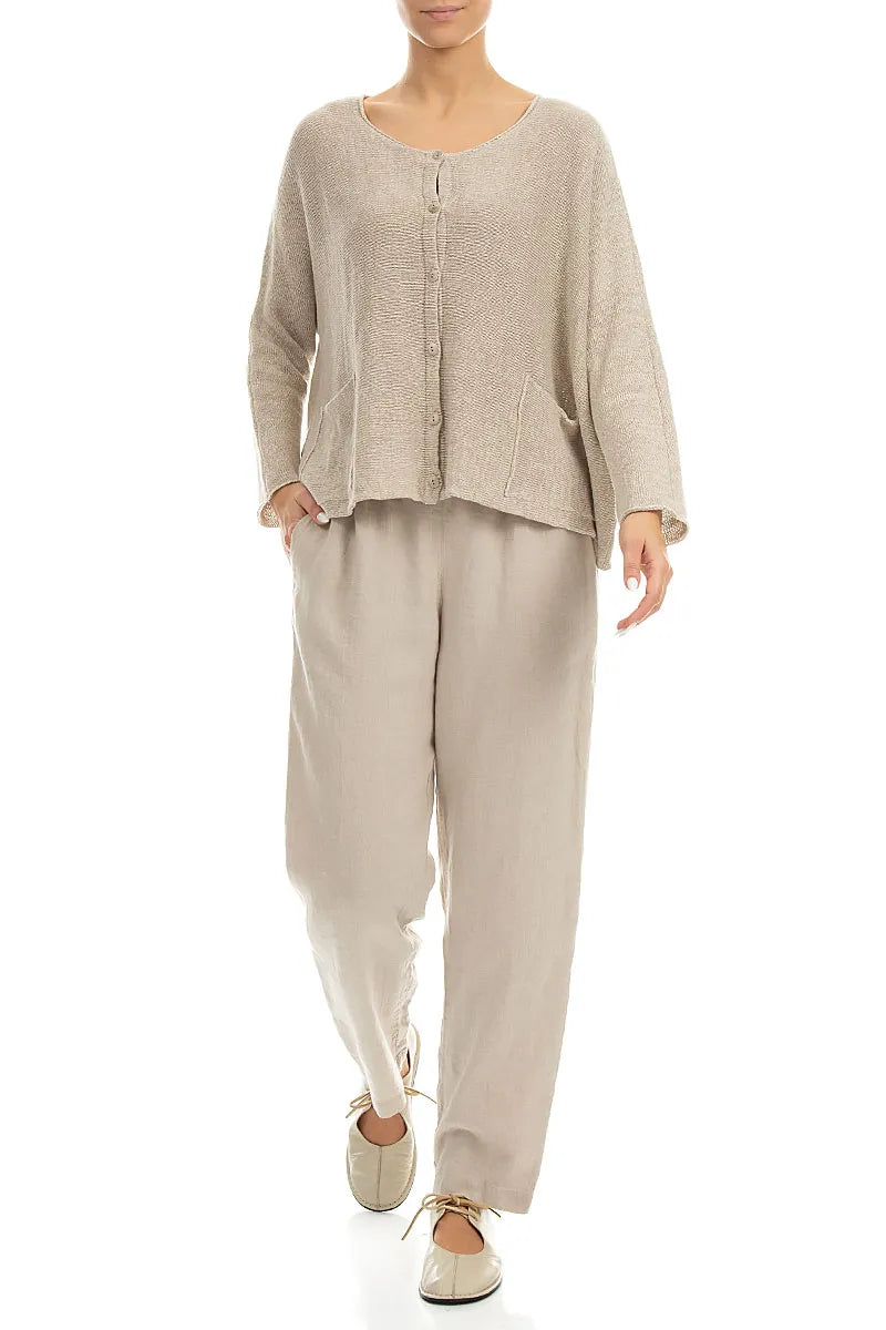 Two Pockets Natural Linen Cardigan 4