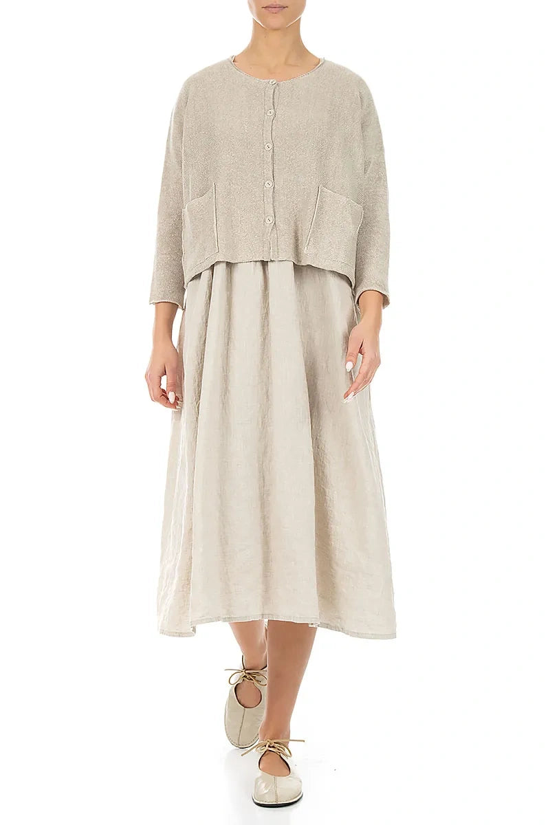 Two Pockets Natural Linen Cardigan 4