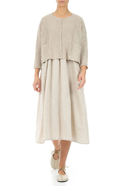 Two Pockets Natural Linen Cardigan 4