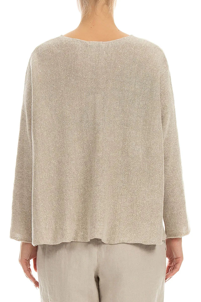 Two Pockets Natural Linen Cardigan 2