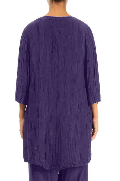 Two Pockets Purple Crinkled Silk Tunic