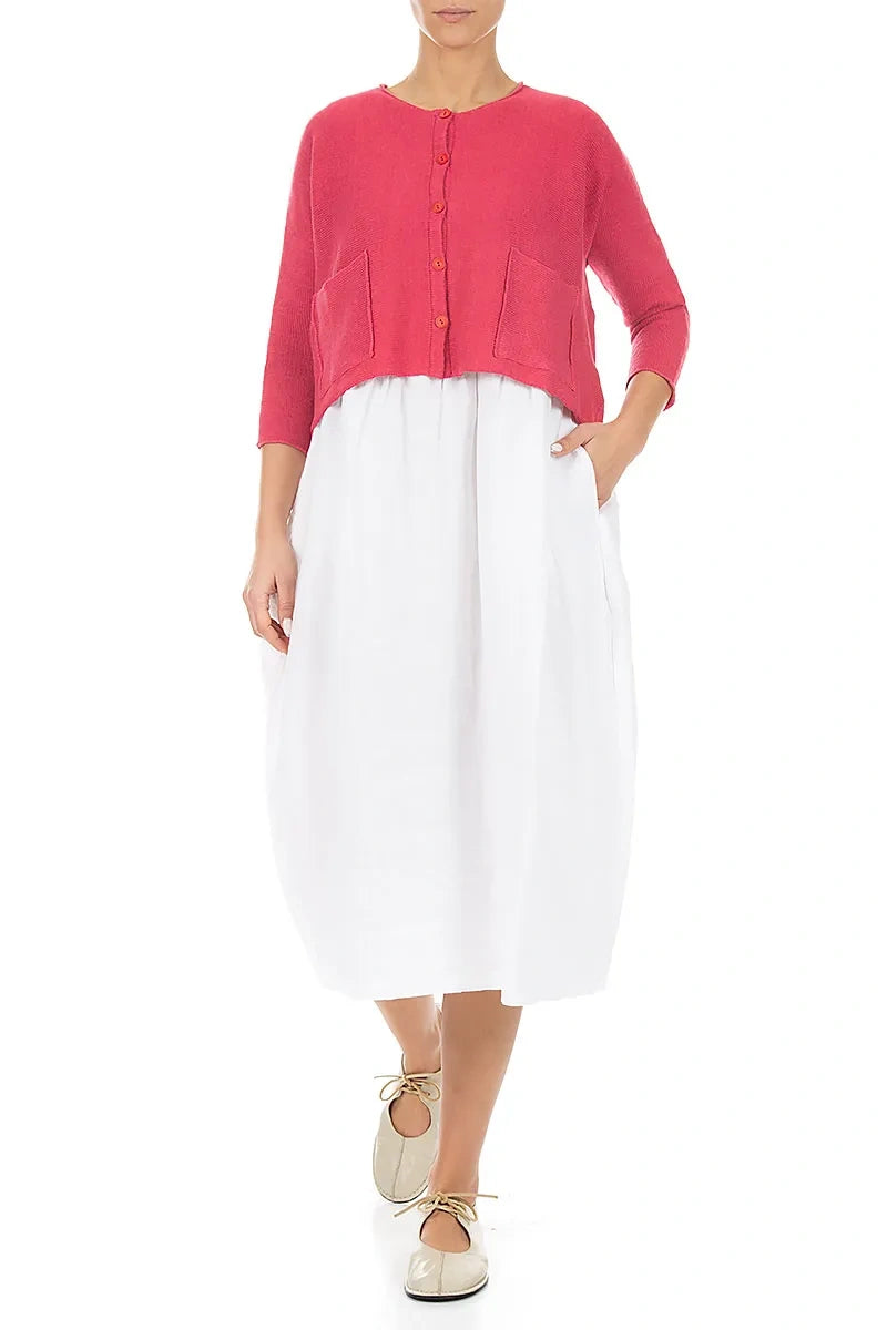 Two Pockets Raspberry Linen Cardigan