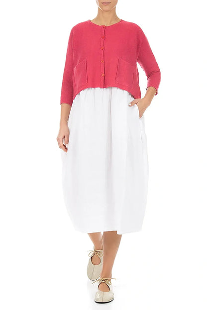 Two Pockets Raspberry Linen Cardigan