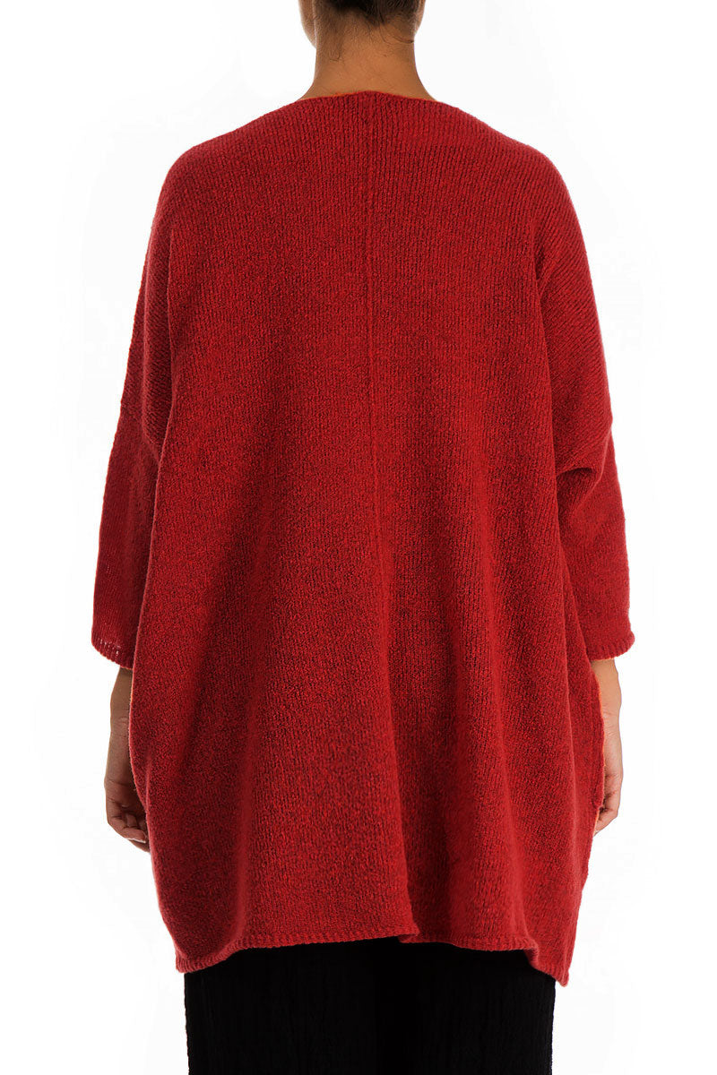 Two Pockets Red Wool Sweater