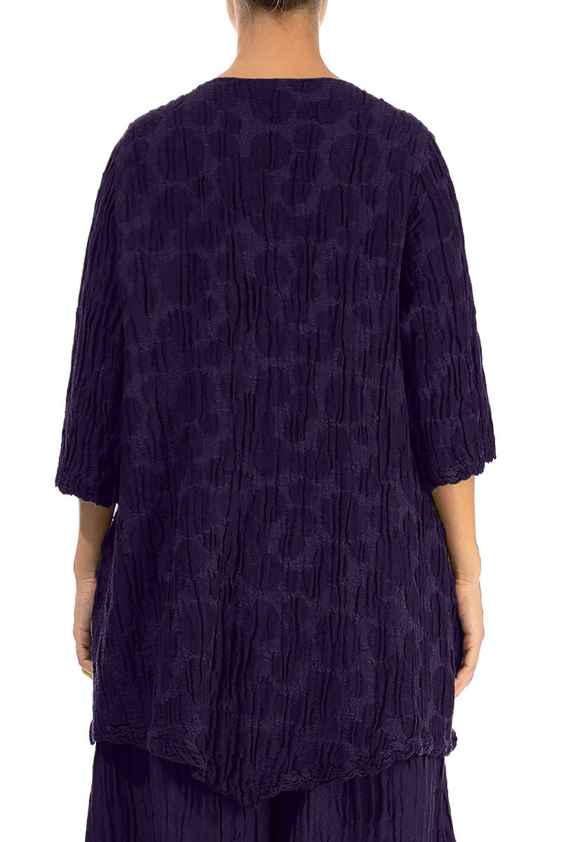 Two Pockets Royal Purple Circle Silk Linen Tunic 2