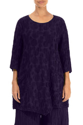 Two Pockets Royal Purple Circle Silk Linen Tunic 1