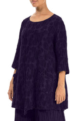 Two Pockets Royal Purple Circle Silk Linen Tunic 3