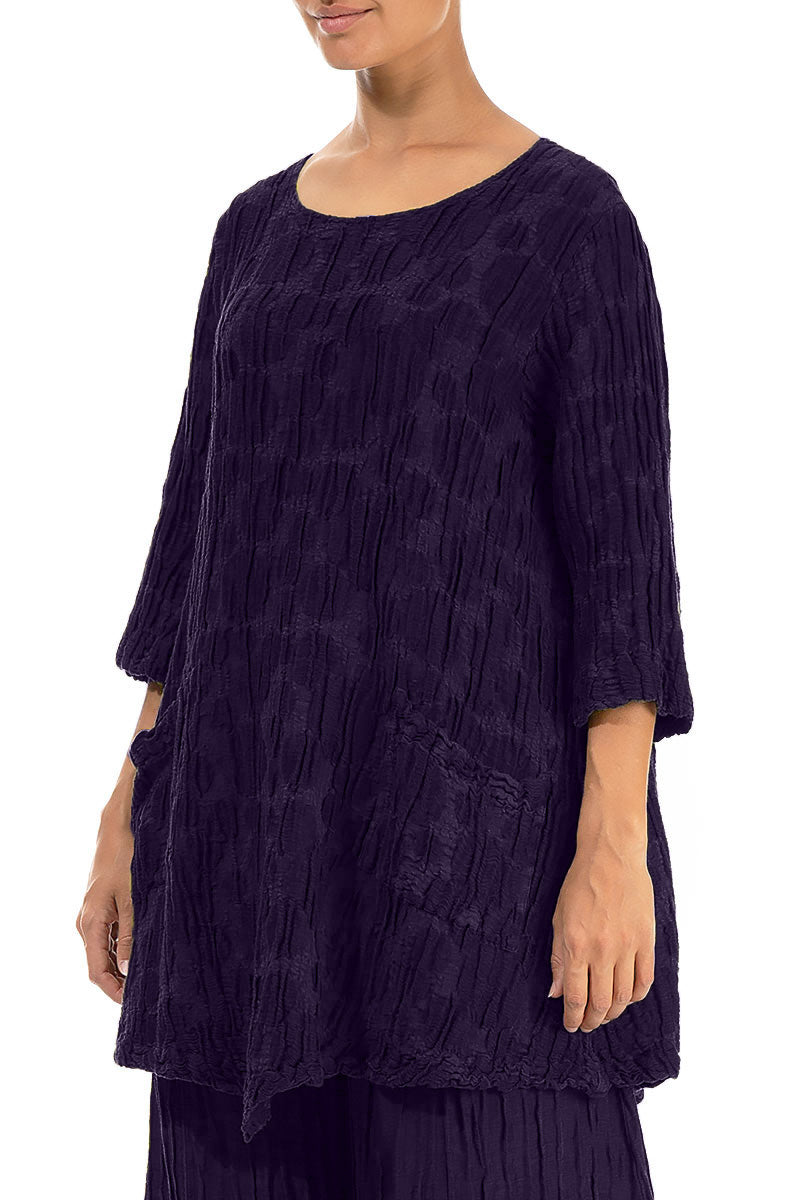 Two Pockets Royal Purple Circle Silk Linen Tunic 3