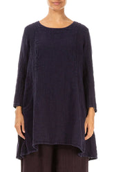 Two Pockets Royal Purple Mélange Linen Tunic 1