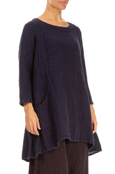 Two Pockets Royal Purple Mélange Linen Tunic 3