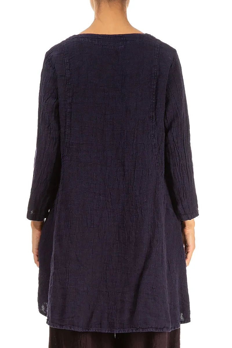 Two Pockets Royal Purple Mélange Linen Tunic 2