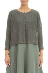 Two Pockets Sage Linen Cardigan 1