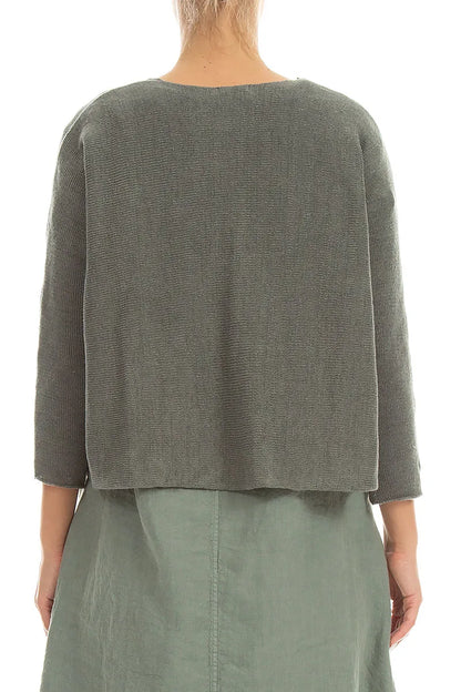 Two Pockets Sage Linen Cardigan 2