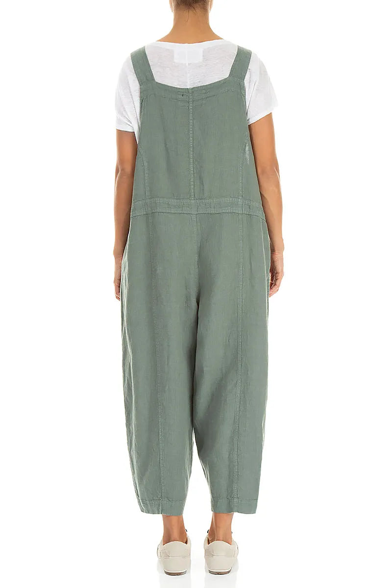 Two Pockets Sage Linen Jumpsuit