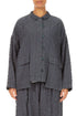 Two Pockets Slate Pleated Silk Bamboo Jacket 1