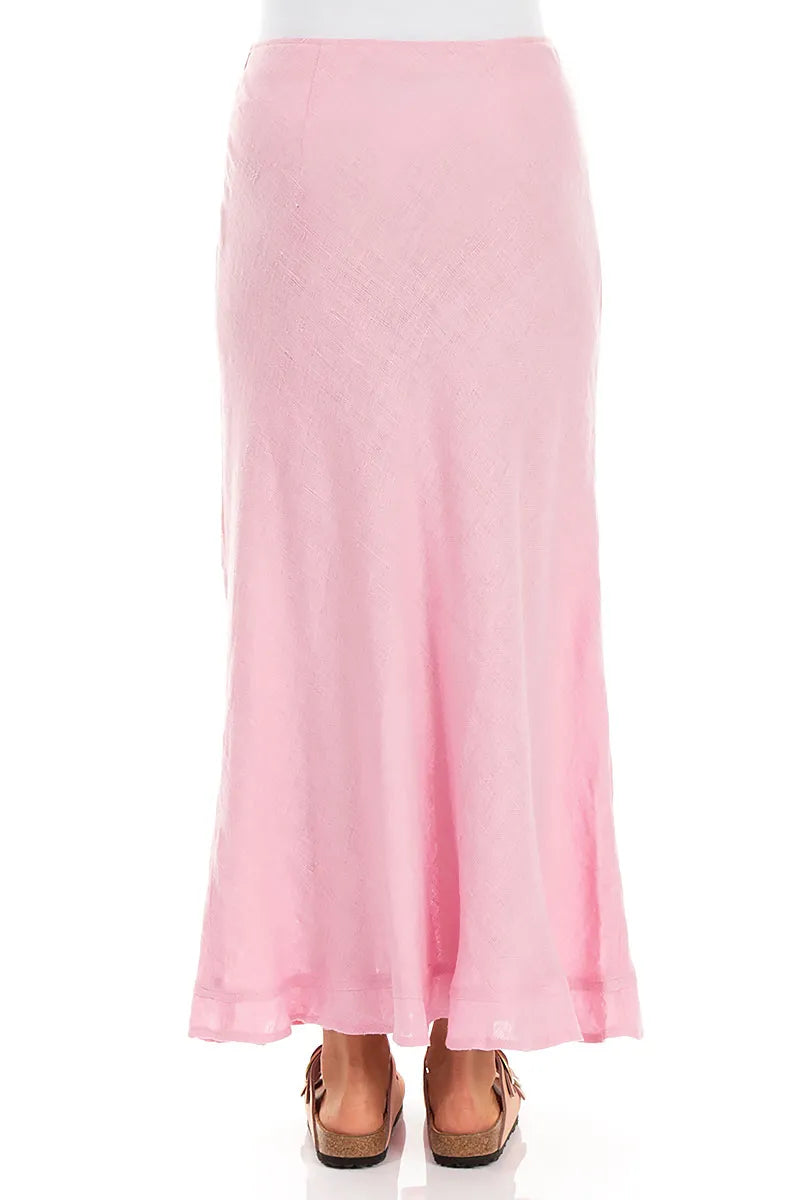 Two Pockets Straight Mauve Pink Linen Skirt 2