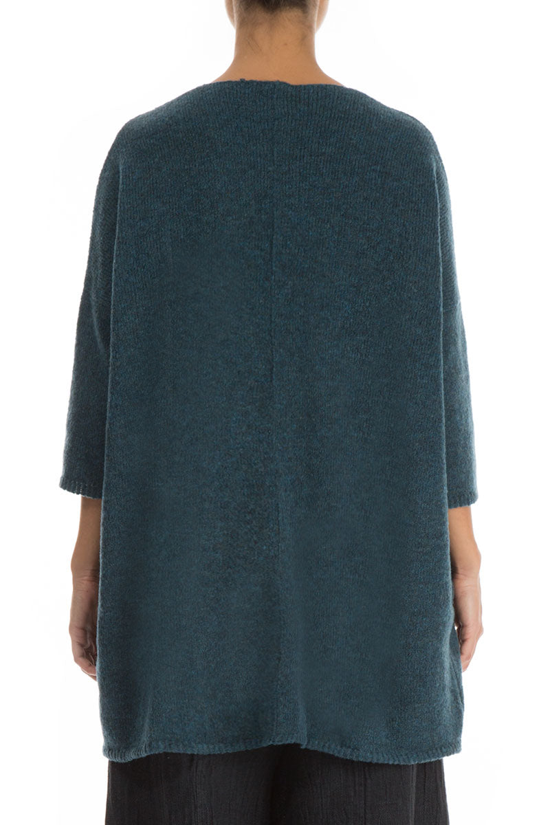 Two Pockets Teal Wool Sweater