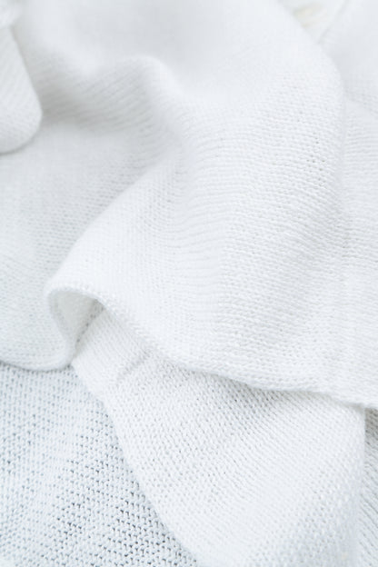 Two Pockets White Linen Cardigan